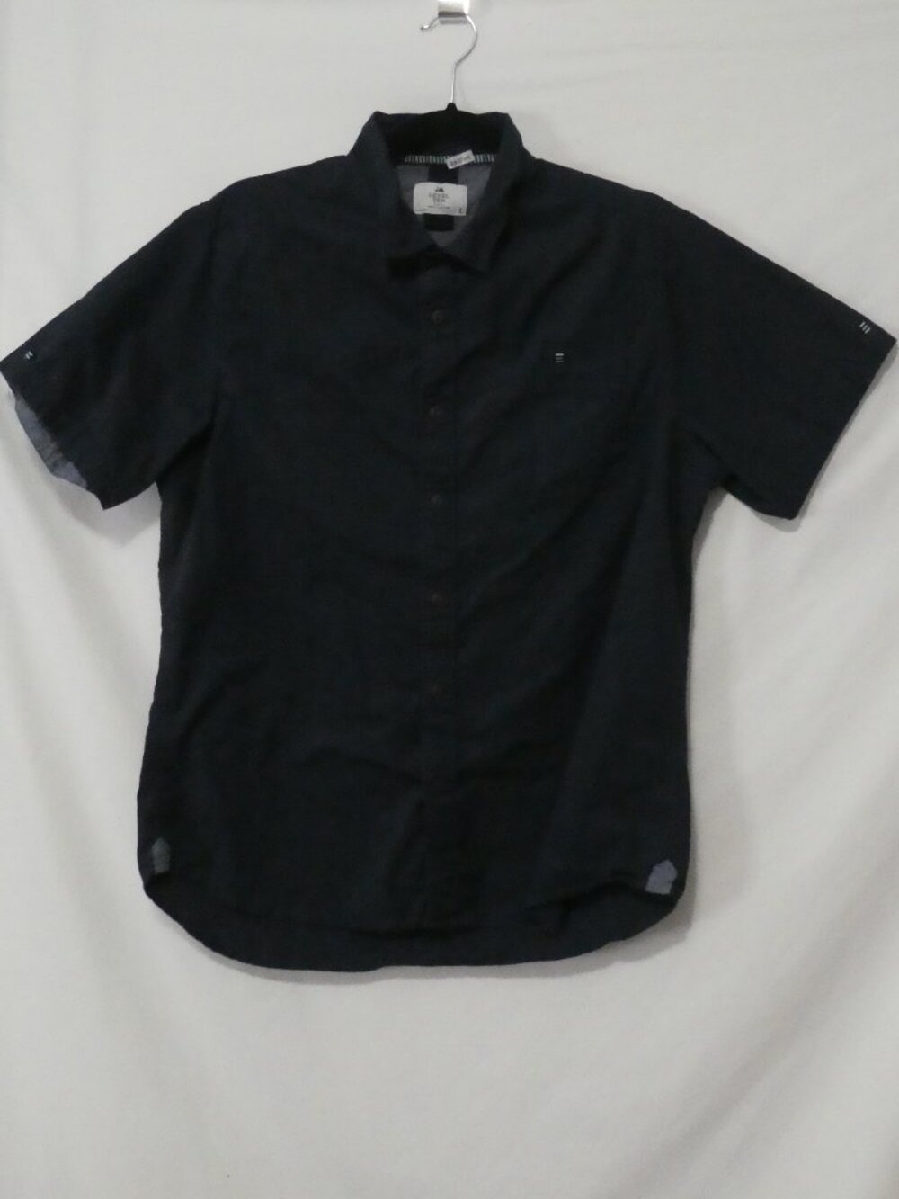 LEVEL TEN Men's Dark Navy Blue Short Sleeve Button Down Casual Shirt - Large